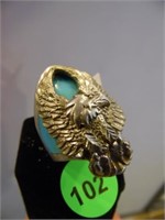 STERLING SILVER "EAGLE" RING WITH INLAY TURQUOISE