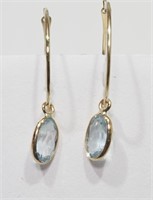 39F- 10k gold aquamarine hoop earrings -$500
