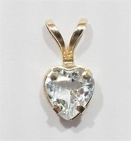 46F- 10k gold aquamarine heart pendant -$120