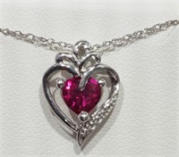 35F- sterling silver created ruby necklace - $120