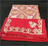 Embroidered tablecloth 60" x 56" and napkins