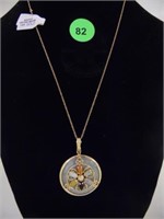 14K YELLOW GOLD NECKLACE WITH GOLD/JADE PENDANT -