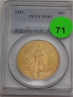 1924 GOLD DOUBLE EAGLE $20. LIBERTY COIN - PCGS MS