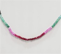 10F- 18k Ruby, Sapphire & Emerald Necklace -$1,500