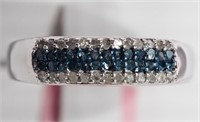 8F- Sterling Blue & White Diamond Ring - $924