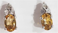 18F- sterling citrine diamond earrings - $537