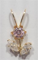 26F- 10k pink & white cubic zirconia pendant -$100