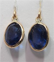 15F- 14k gold sapphire 3.80ct drop earrings - $700