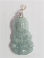 5F- Sterling Silver Jade Buddha Pendant - $350