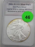 2001 SILVER EAGLE (RECOVERED AT WTC GROWN ZERO) -