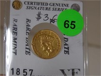 SIGNATURE SERIES 1857 GOLD $3. INDIAN PRINCESS HEA