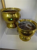 2 PC BRASS PLANTERS