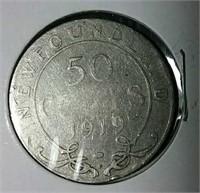 1919 NFLD Silver Half dollar