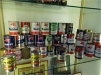 SHELF LOT OF COLLECTIBLE OIL CANS - MOBILOIL, PENN