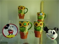 6 PC DISNEY LOT - MICKEY MOUSE CUP & PLATE & 4 TIN