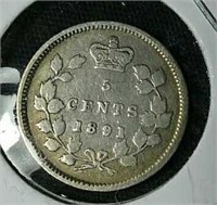 1891 Canada Silver 5 cent coin