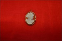 VICTORIAN CAMEO OF YOUNG GIRL 14K GOLD