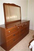 Vintage Wood Dresser & Mirror
