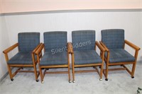 Vintage Set of Four Oak Arm Chairs