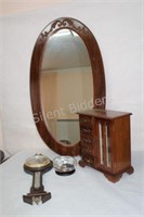 Wood Mirror, Taylor Barometer & Jewelry Box