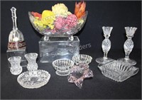 Crystal Fruit Bowl, Candle Holders, Bell & Decor