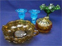 Pretty Colored Glasware - 5 Pieces