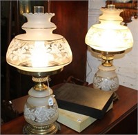 Pair Handpainted Vintage Lamps