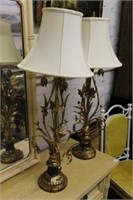 Pair Vintage gold gilt floral Lamps