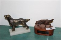 Two Hunting Dog Metal Sculptures