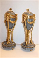 Pair of Metal and Polished Stone Chalices