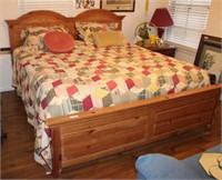 King Size Pine Bed with Head and Foot