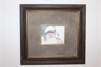 Framed Signed Watercolor Portrait