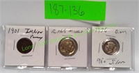 Indian Head Cent, Buffalo Nickel & Mercury Dime