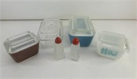 Four Vintage Covered Refrigerator Dishes with