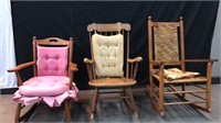 Three Wooden Rocking Chairs