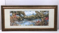 Framed Tropical Landscape Painting