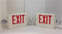 Two Matching Exit Signs With Lights