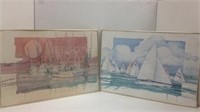 Two Vintage Nautical P. Breut Framed Pictures