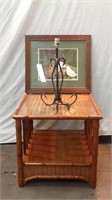 Bamboo Framed Picture, Coffee Table & Lamp