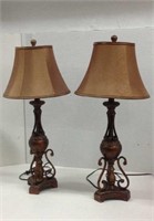 Matching Bronze Colored Resin Table Lamps