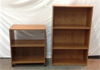 Oak Laminate Bookshelf & Shelf W/ Casters