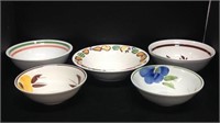 Five Large Italian Porcelain Serving Bowls