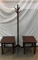 Cherry Side Tables & Cherry Coat Rack