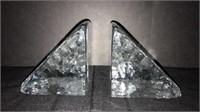 Blenko Handmade Glass Bookends Mid Century Modern