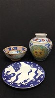 Beautiful, Colorful Decorative Dishes & Vase