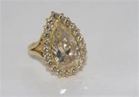 18ct gold, pear shaped 5.16ct diamond ring