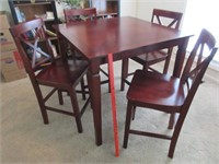 dark wood pub table & chairs set