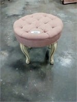 Small padded stool with antique white legs
