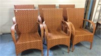 6 WICKER ARM CHAIRS