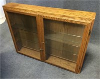 Oak Display Case with Glass Shelves